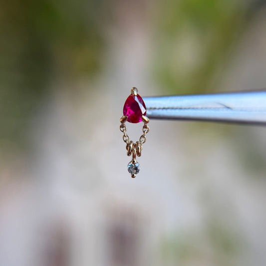 1000% Stacked - Ruby & White Sapphire - Threadless End