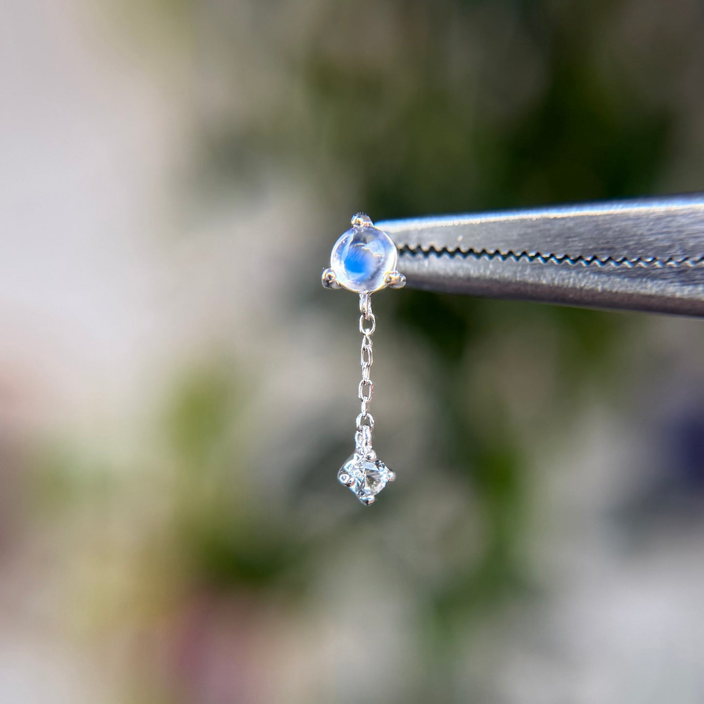 Bianca - Moonstone + White Sapphire - Threadless End