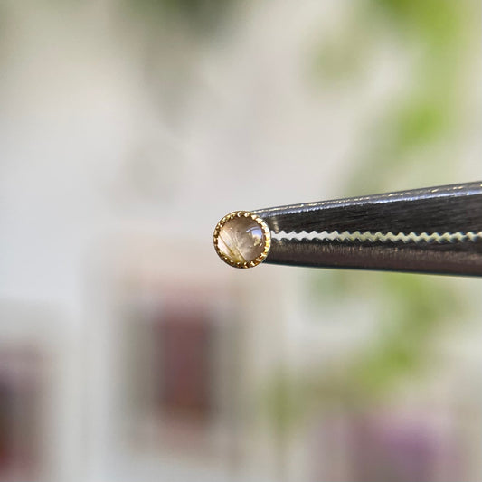 Bezel Set Cabochon Rutilated Quartz - Threadless End