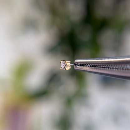 Genuine White Diamond Prong - Threadless End