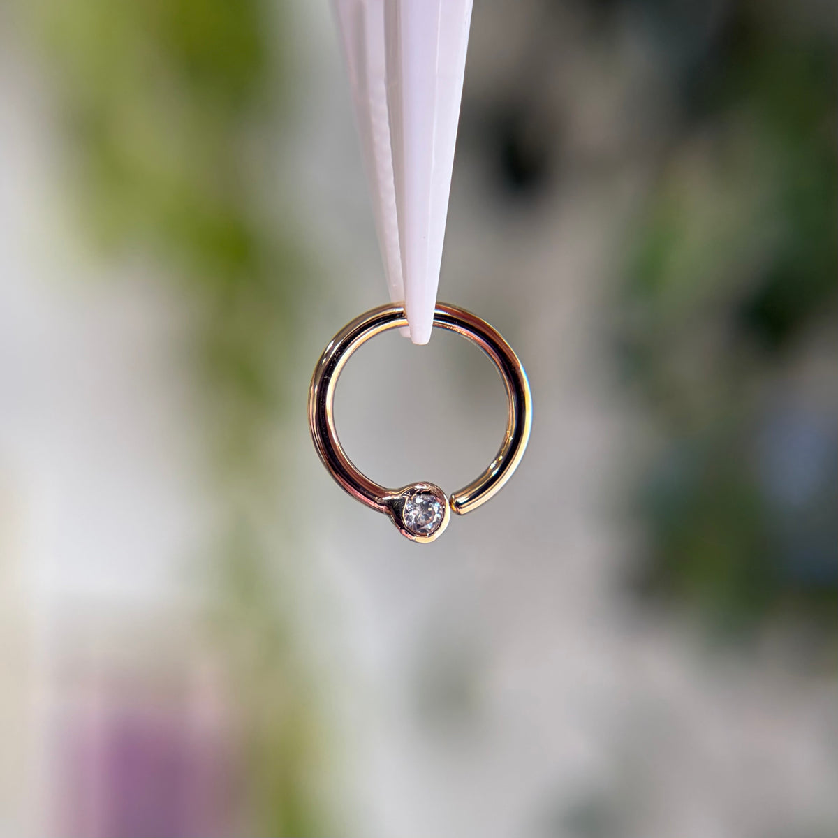 Fixed Bezel 2mm Bead Ring with Cubic Zirconia