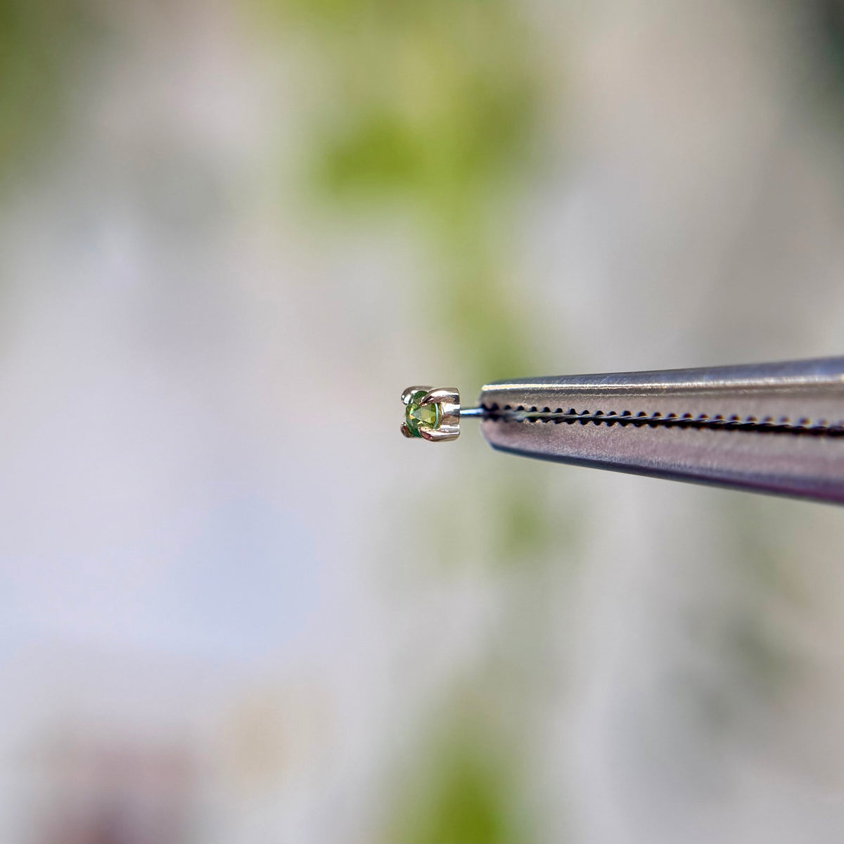 2mm Rose Cut 4 Prong - Green Diamond - Threadless End