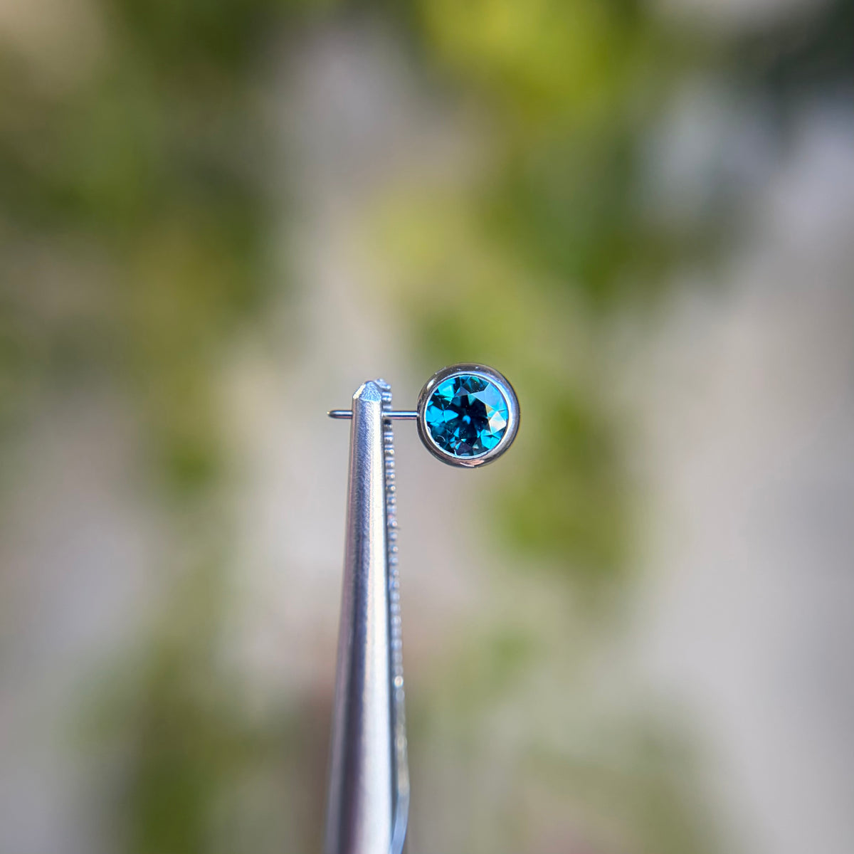 Titanium Faceted Side Gem End - Cubic Zirconia