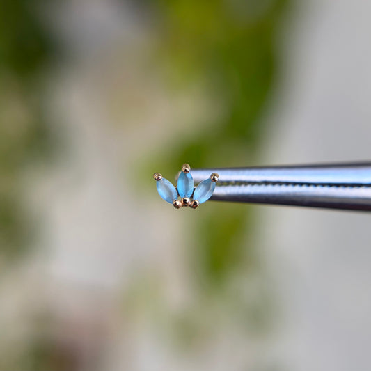 Mini Moet - Sandblasted London Blue Topaz - Threadless End