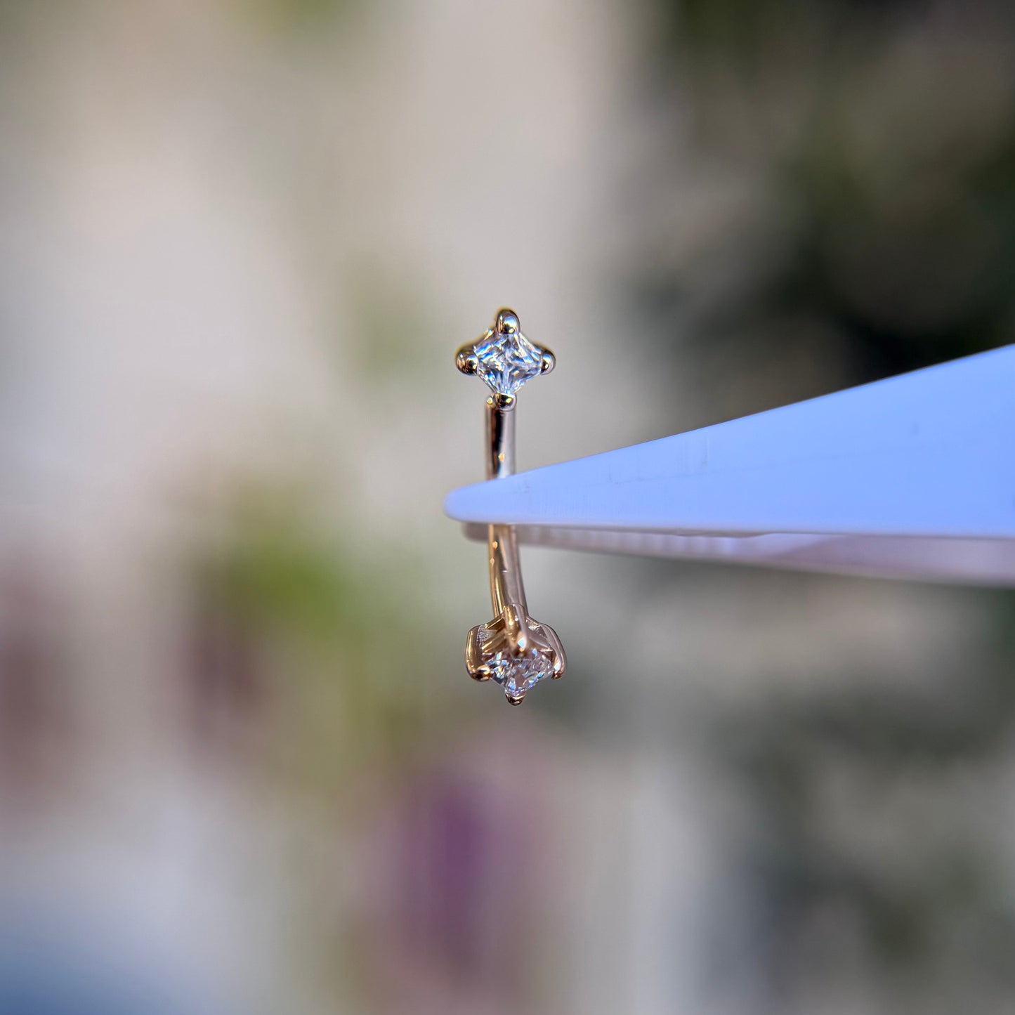 Curved Barbell - Princess Cut Prong Set