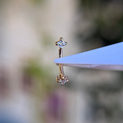 Curved Barbell - Princess Cut Prong Set