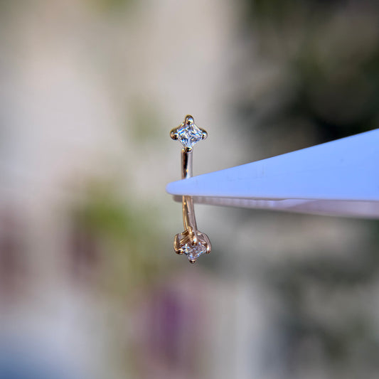 Curved Barbell - Princess Cut Prong Set