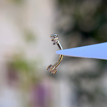 Curved Barbell - Princess Cut Prong Set