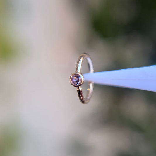 Fixed Bezel Bead Ring - Amethyst - Side Set Facing