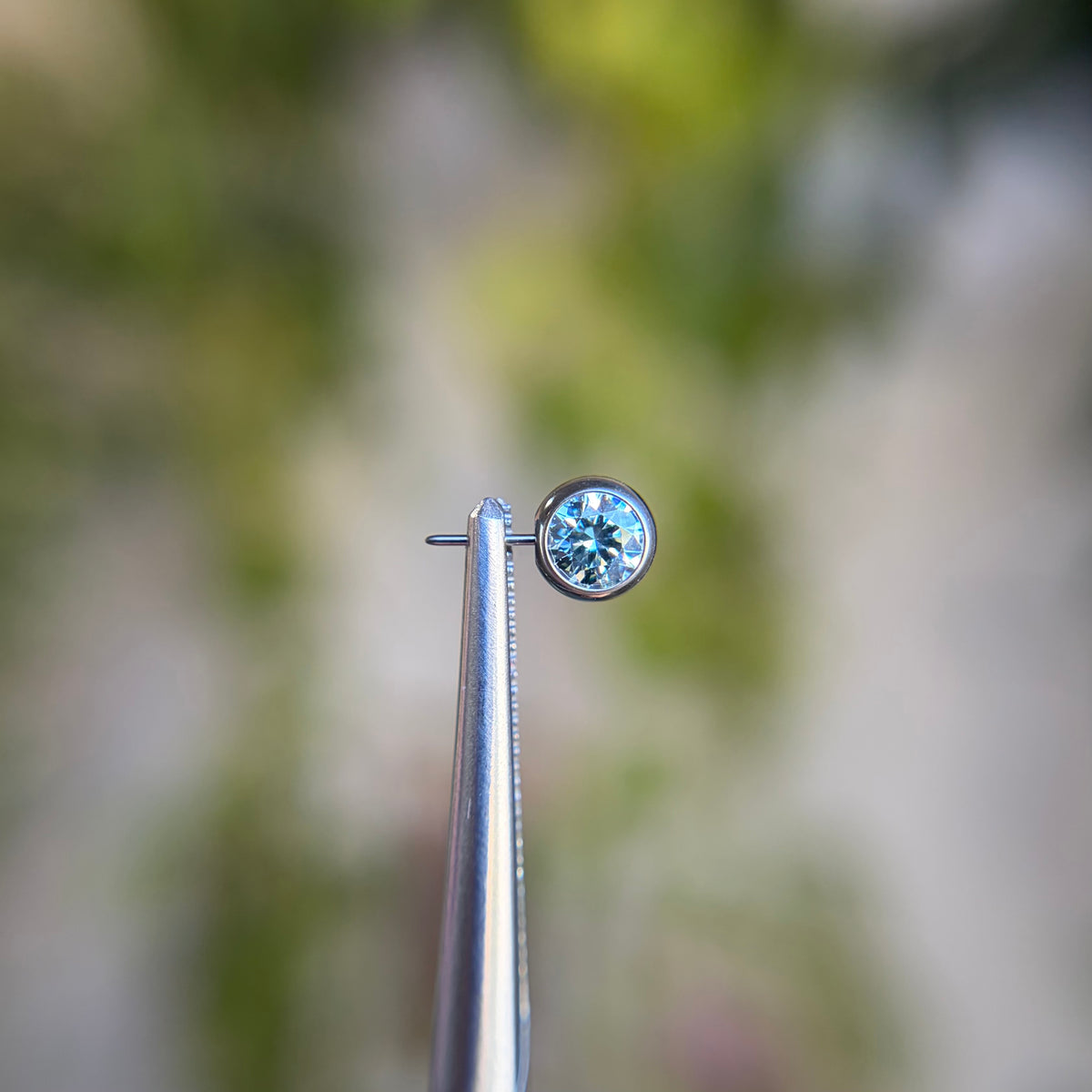 Titanium Faceted Side Gem End - Cubic Zirconia