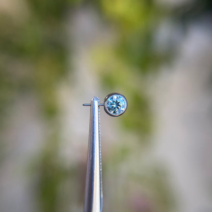 Titanium Faceted Side Gem End - Cubic Zirconia