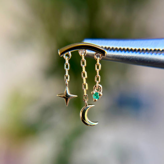 Cassiopeia Bar - Green Chalcedony - Threadless End