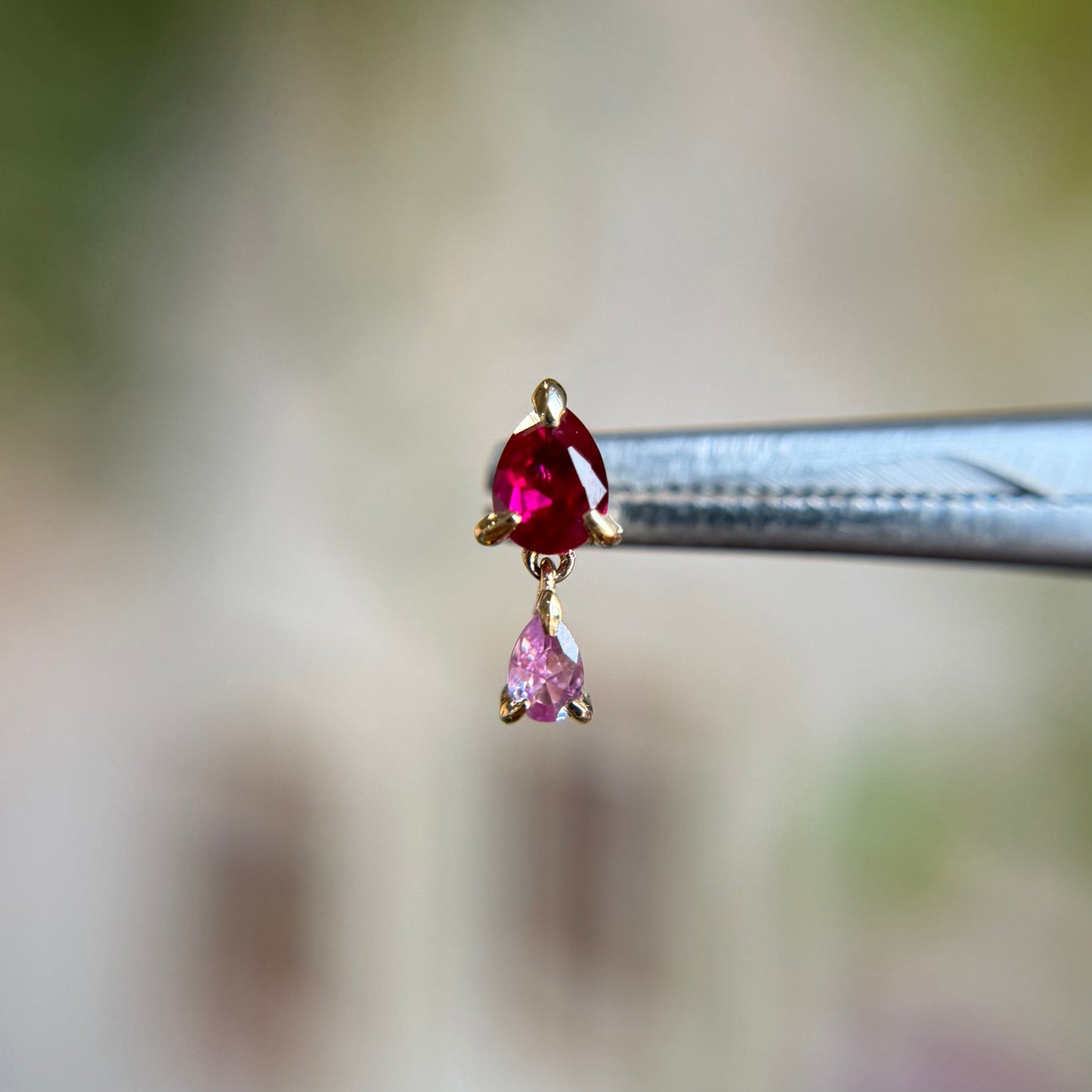 Pair of Pairs Pin End - Ruby & Pink Sapphire