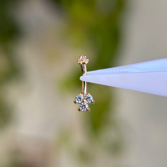Curved Barbell - 3 Prong with Gems