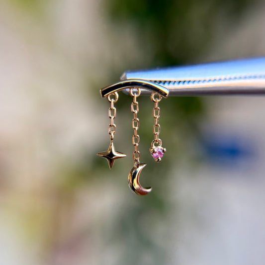 Cassiopeia Bar - Baby Pink Sapphire - Threadless End