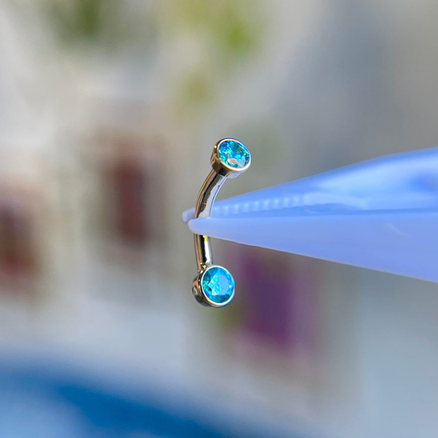 Curved Barbell - Mint Green CZ