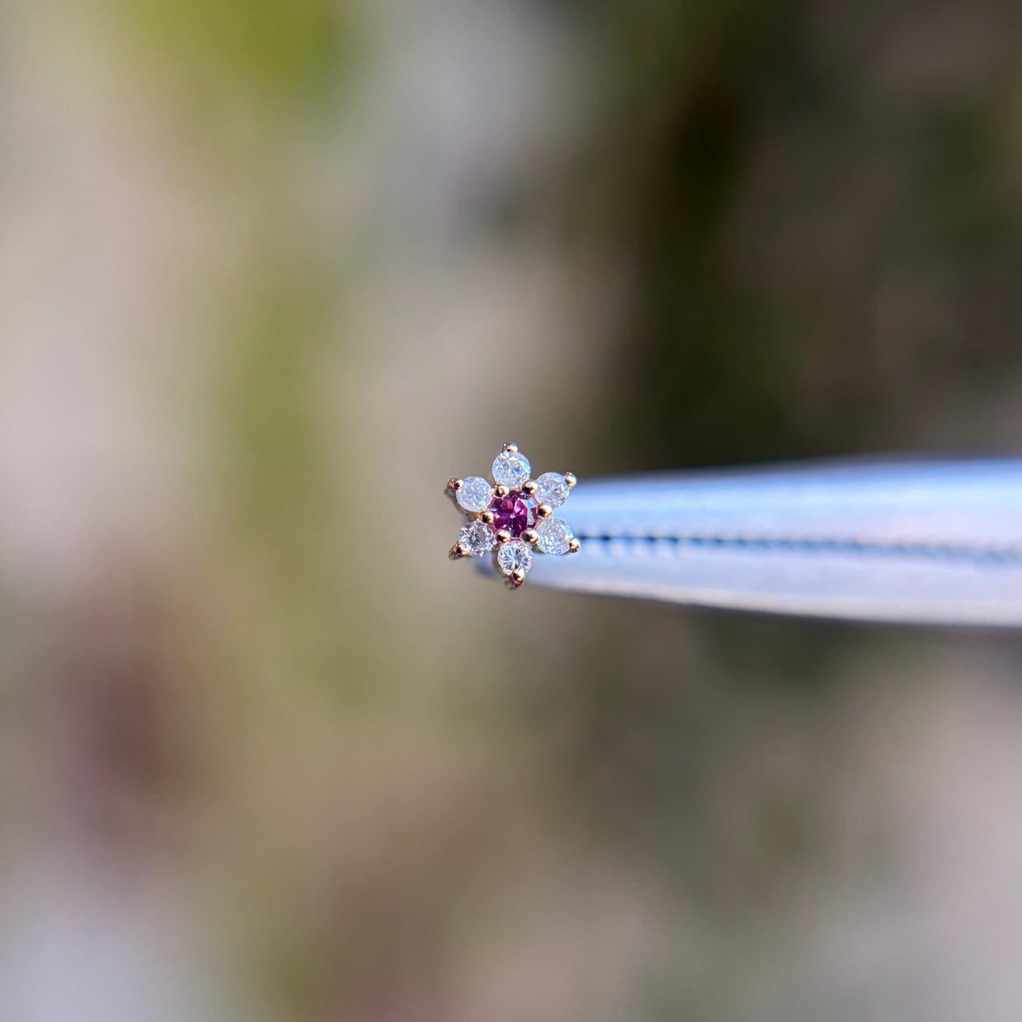 Blossom - Diamond & Pink Sapphire - Threadless End