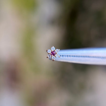 Blossom - Diamond & Pink Sapphire - Threadless End