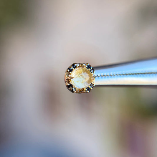 Galaxia - Tourmalated Quartz & Black Diamonds - Threadless End