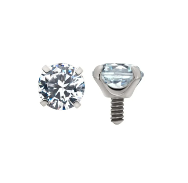 Titanium Prong Set Clear CZ - Internally Threaded