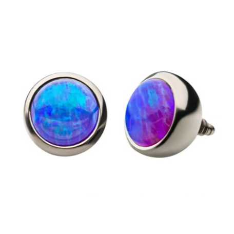 Titanium Bezel Set Purple Opal - Internally Threaded