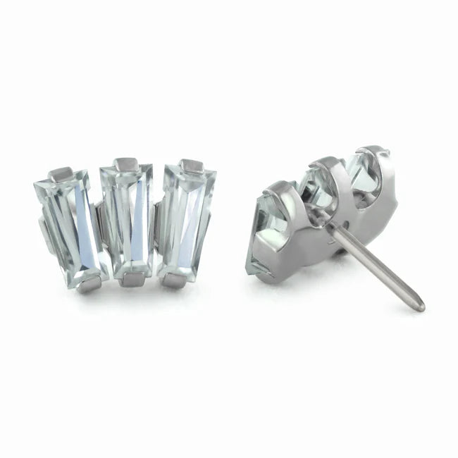 Titanium Baguette Cut Fan Cluster - Cubic Zirconia - Threadless End