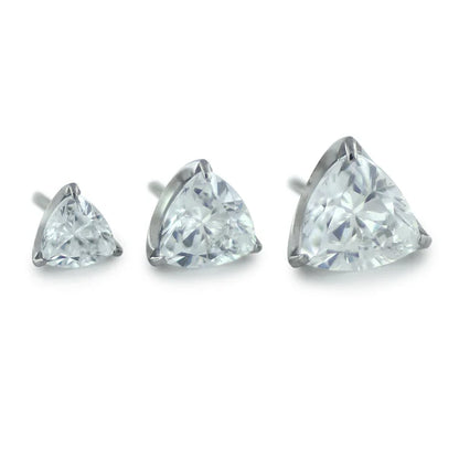 Titanium Trillion Cut Prong Set Cubic Zirconia - Threadless End