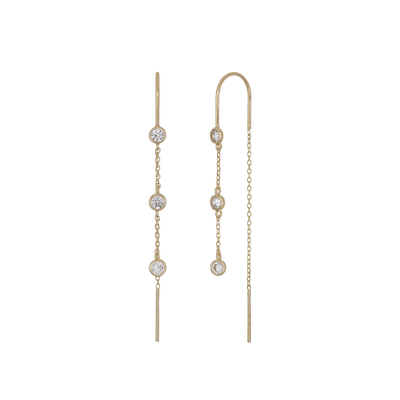Bezel Set CZ Threader Earring