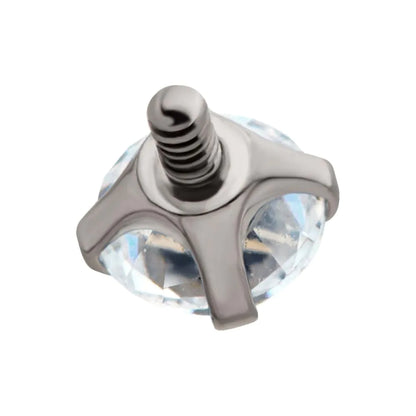 Titanium Prong Set Clear CZ - Internally Threaded
